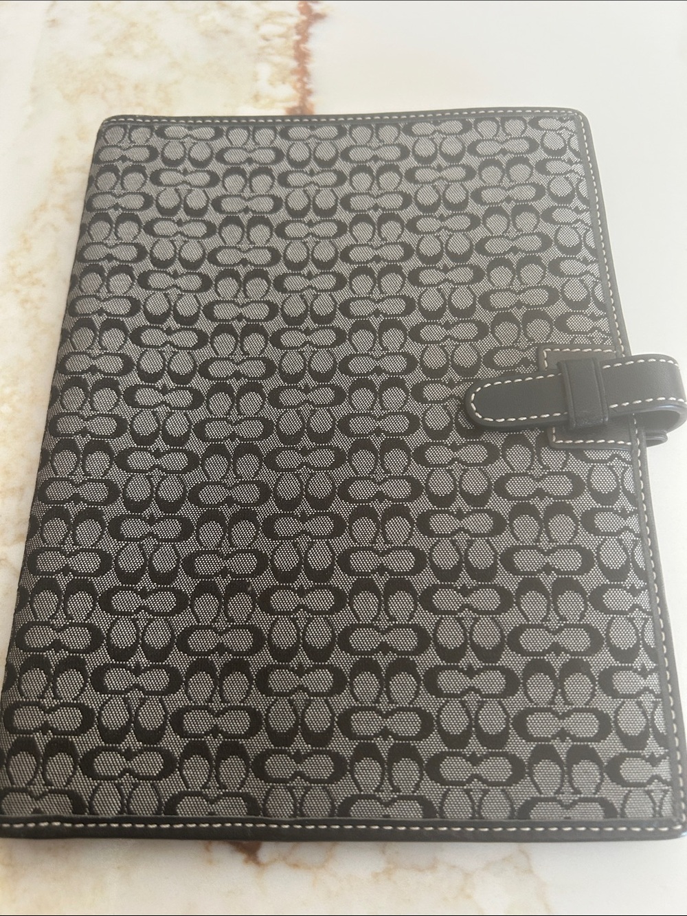 Coach Signature Jacquard Tablet Folio in Black and Gray